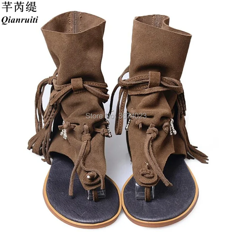 Qianruiti Women Bohemia Flats High Tops Fringes Sandals Lace Up Flip Flops Retro-Style Open Toe Sandalias Rome Casual Shoes Boho
Qianruiti Women Bohemia Flats High Tops Fringes Sandals Lace Up Flip Flops Retro-Style Open Toe Sandalias Rome Casual Shoes Boho