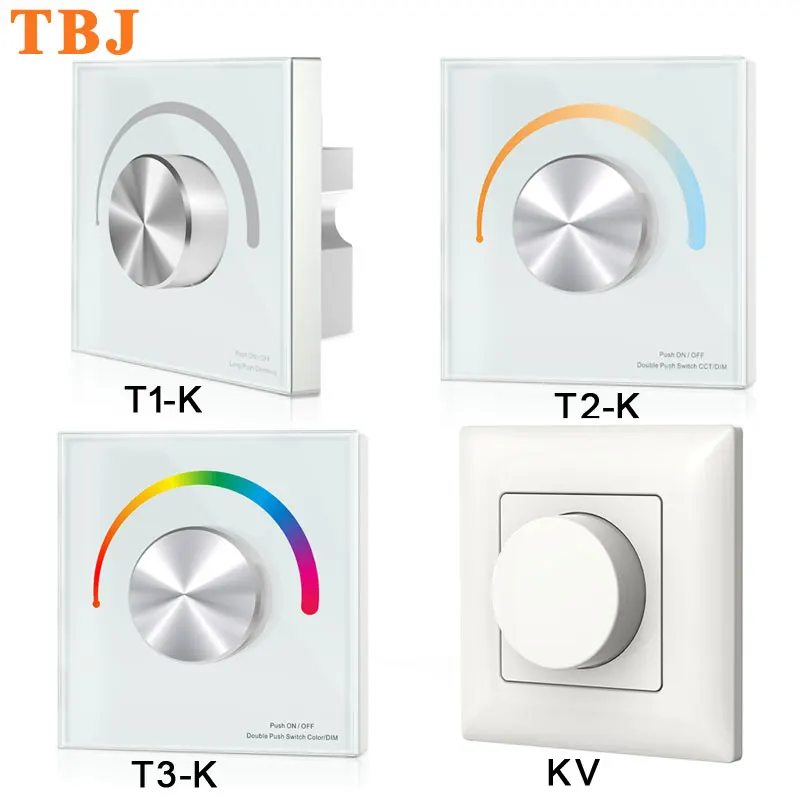 DC12v-24v Rotary Panel LED dimmer wall mounted Controller T1-K T2-K T3-K KV for single color/dual color/RGB/RGBW strip light
DC12v-24v Rotary Panel LED dimmer wall mounted Controller T1-K T2-K T3-K KV for single color/dual color/RGB/RGBW strip light