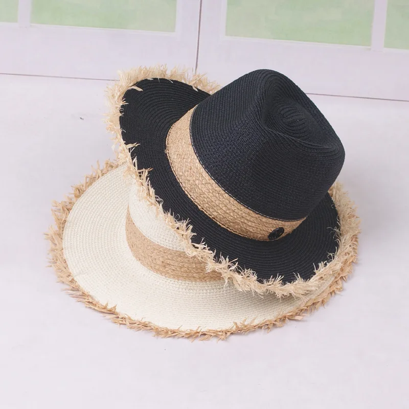Black Jazz Straw Hats Fray Brim Straw Sun Hat Men White Summer Beach Cap Letter M Fedora Straw Cap Casual Womens Summer Caps
Black Jazz Straw Hats Fray Brim Straw Sun Hat Men White Summer Beach Cap Letter M Fedora Straw Cap Casual Womens Summer Caps