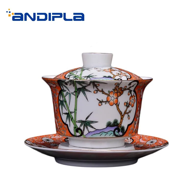 180 мл искусство Gaiwan ручная роспись цветочный узор керамическая фарфоровая посуда