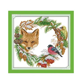 Winter snow fox bird and wreath handmade needlework cross-stitch embroidery kit furniture decoration 11CT sewing
Winter snow fox bird and wreath handmade needlework cross-stitch embroidery kit furniture decoration 11CT sewing