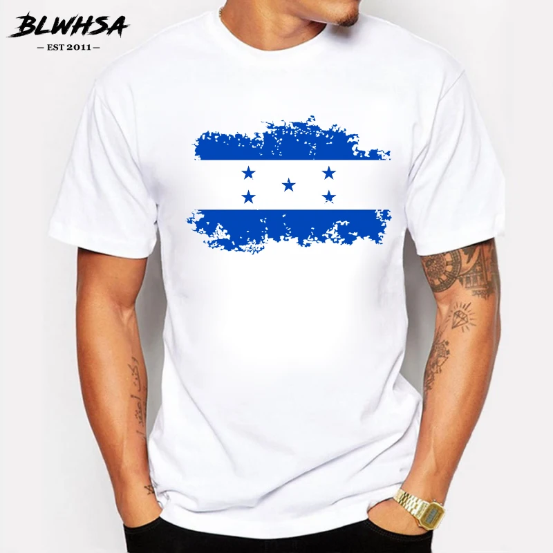 

BLWHSA New Honduras Flag T shirt Men Summer Short Sleeve Cotton Design Nostalgia T-shirts Honduras Tees Men Clothing