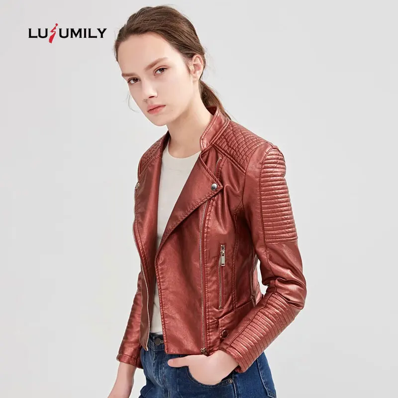 Lusumily Moto Biker Leather Jacket Women Zipper Soft Pu Faux Leather Coat Soft Pu Jackets Jaqueta Couro Rock Cuir Femme Casaco
Lusumily Moto Biker Leather Jacket Women Zipper Soft Pu Faux Leather Coat Soft Pu Jackets Jaqueta Couro Rock Cuir Femme Casaco