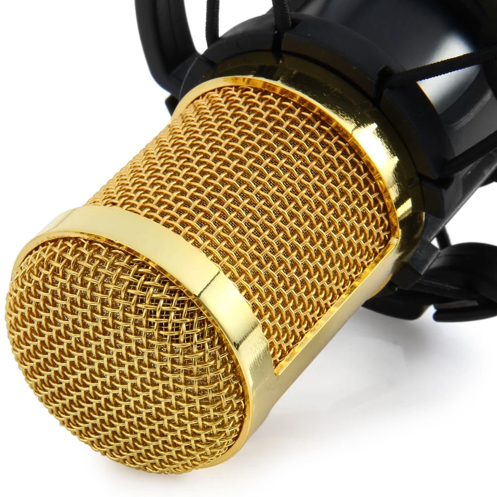 Ituf BM 800 Computer Microphone 3.5mm Wired Condenser Sound Microphone With Shock Mount For Recording Braodcasting BM-800-3