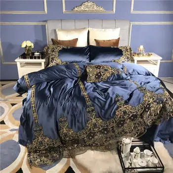 luxury Wedding Blue 4/6pcs120S Egyptian cotton Embroidery Bedding sets Queen King Lace Duvet cover Bed sheet set Pillowcases
luxury Wedding Blue 4/6pcs120S Egyptian cotton Embroidery Bedding sets Queen King Lace Duvet cover Bed sheet set Pillowcases