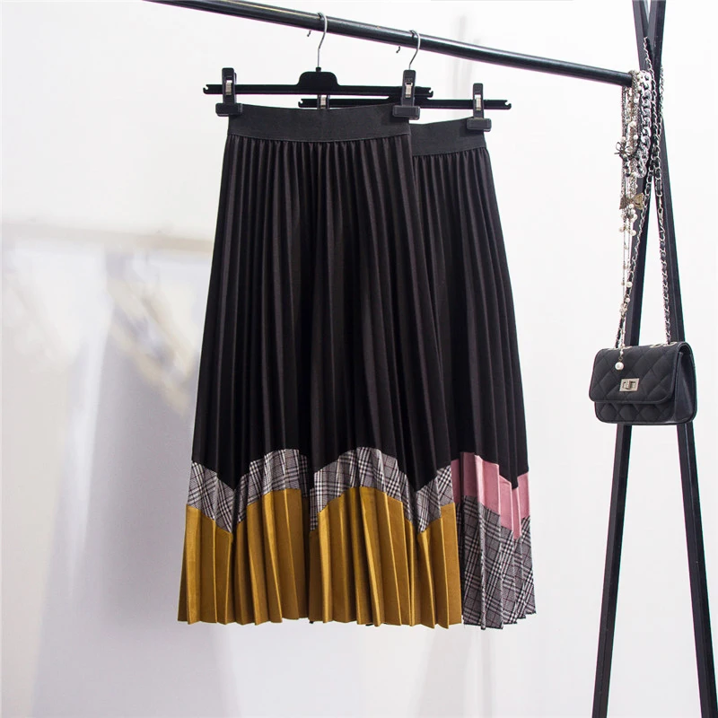 2019 High Street Fashion Skirts Womens Elastic High Waist Contrast Color Plaid Checked Patchwork Midi Pleated Skirt High Quality
2019 High Street Fashion Skirts Womens Elastic High Waist Contrast Color Plaid Checked Patchwork Midi Pleated Skirt High Quality