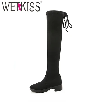 WETKISS 2018 Thick Heels Women Boots Round Toe Over The Kneen Footwear Flock Stretch Platform Boots Winter Fashion Girl Shoes
WETKISS 2018 Thick Heels Women Boots Round Toe Over The Kneen Footwear Flock Stretch Platform Boots Winter Fashion Girl Shoes
