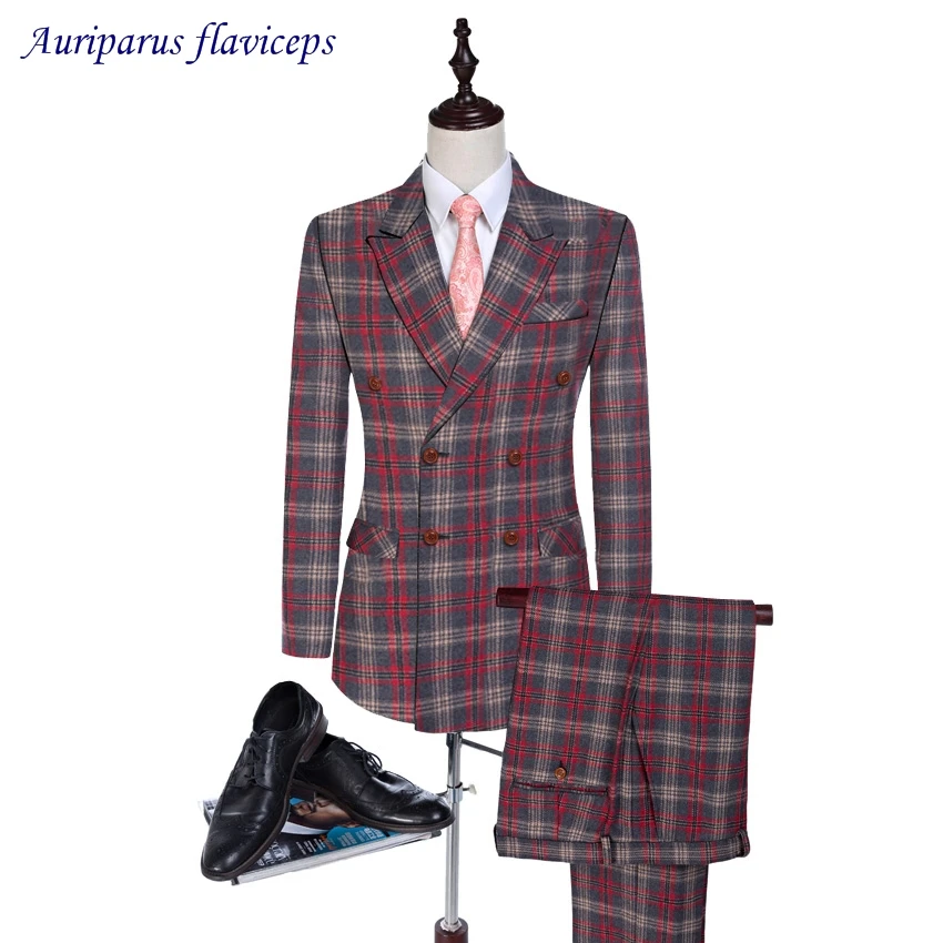 New Wool Plaid Wedding Suit 2 Buttons Groom Tuxedos Double Breasted Tweed Suits Custom Made 2019 Man Suit (Jacket+pants)
New Wool Plaid Wedding Suit 2 Buttons Groom Tuxedos Double Breasted Tweed Suits Custom Made 2019 Man Suit (Jacket+pants)