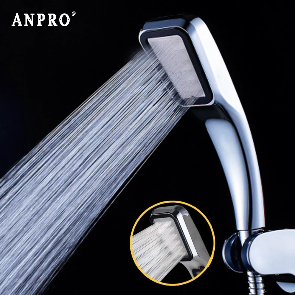 

Anpro HandHeld Shower Head High Pressure 300 Hole Pressurized Water Saving Showerhead Bathroom Bath Sprayer Hand Water Booster