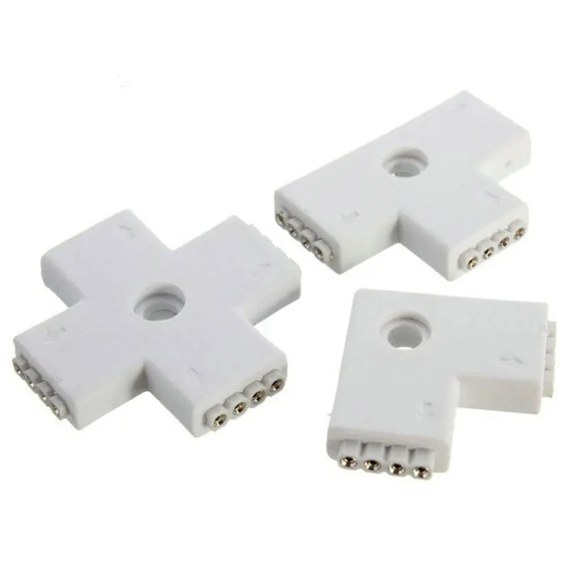4 Pins T Cross L Shape LED Strip Angle Connector For 3528 5050 5730 5630 LED RGBW Strip Light 10pcs/lot
4 Pins T Cross L Shape LED Strip Angle Connector For 3528 5050 5730 5630 LED RGBW Strip Light 10pcs/lot