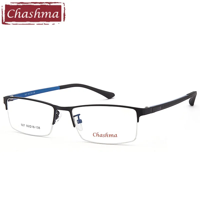 

Chashma Brand Mens Quality Optical Spectacles Fashion Semi Rimmed Alloy Frames TR90 Arms Eyeglass Eye Frames Men Clear Lenses
