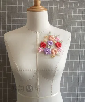 fashion 3D handmade Flower beaded Ribbon Embroidery patch Applique for T-shirt dress DIY JAENS 
fashion 3D handmade Flower beaded Ribbon Embroidery patch Applique for T-shirt dress DIY JAENS