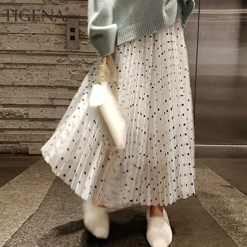 white polka dot tulle dress