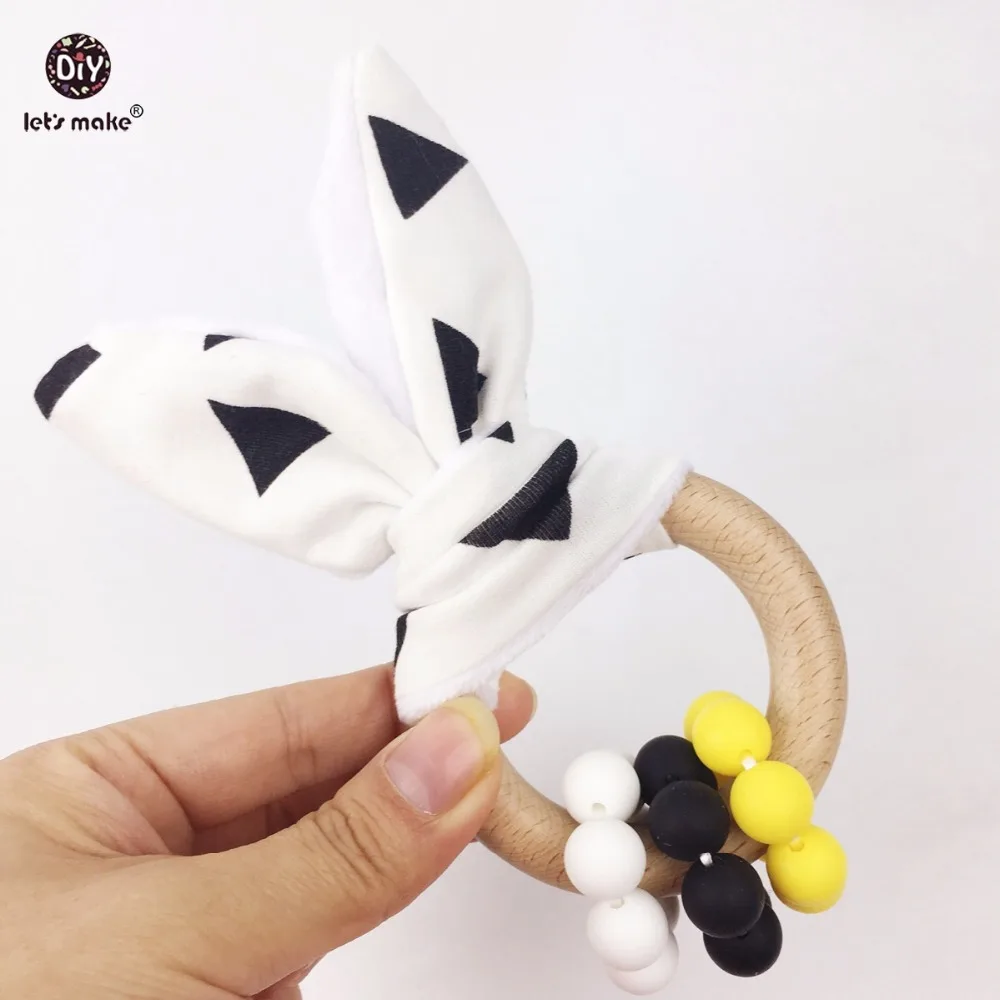 Let's Make wooden teether Baby toys montessori baby silicone beech wood silicone teether bunny ear bracelet
Let's Make wooden teether Baby toys montessori baby silicone beech wood silicone teether bunny ear bracelet