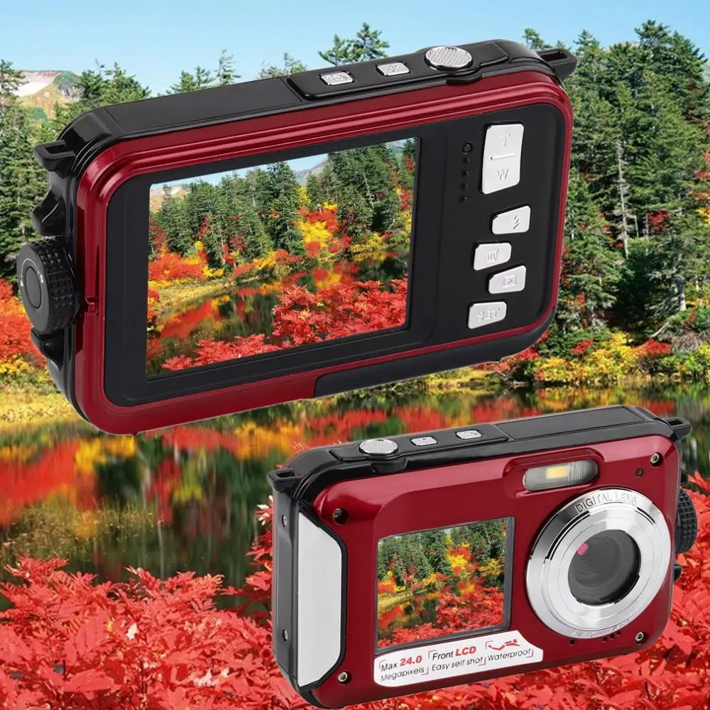 

Waterproof Digital Camera 5M 16X Zoom Underwater Shockproof HD cam 2.7inch LCD CMOS waterproof Cameras DC double Screens camera