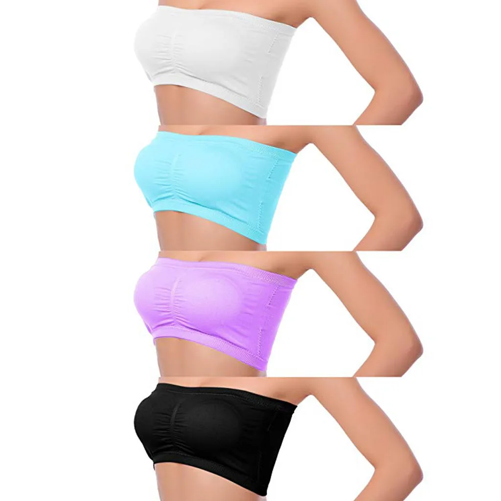 4PC Sexy Women's solid Bandeau Bra Seamless Crop Tube Top Strapless Brarette Basic Layering soutien gorge allaitement
4PC Sexy Women's solid Bandeau Bra Seamless Crop Tube Top Strapless Brarette Basic Layering soutien gorge allaitement