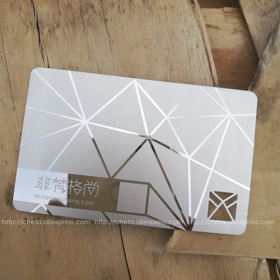 Stainless steel metal business card, high-end mirror card, hollow out business card, personalized custom card.
Stainless steel metal business card, high-end mirror card, hollow out business card, personalized custom card.