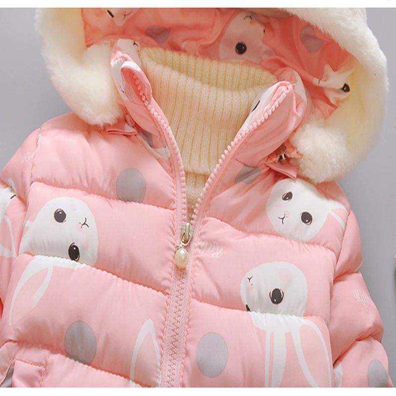 Baby girl Coat In Winter Leisure style Cartoon Rabbit head Warm and lovely zipper jacket Kids Children are not afraid of cold (7)