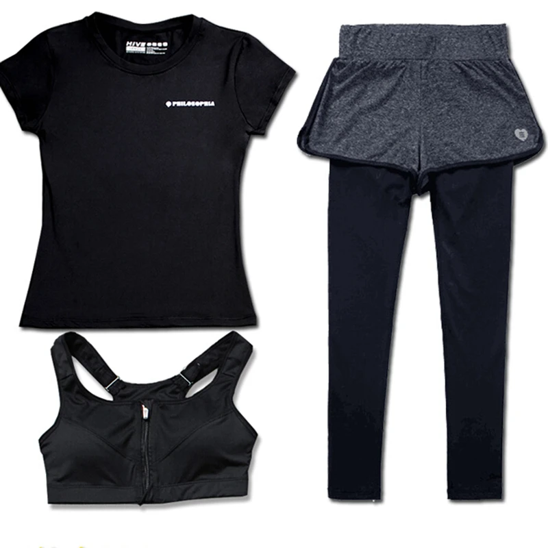 Women Sport 3Pcs set Yoga exercise suit letter short sleeved T-shirt Running Zipper bra with pad Two in one heart pants Qick dry
Women Sport 3Pcs set Yoga exercise suit letter short sleeved T-shirt Running Zipper bra with pad Two in one heart pants Qick dry