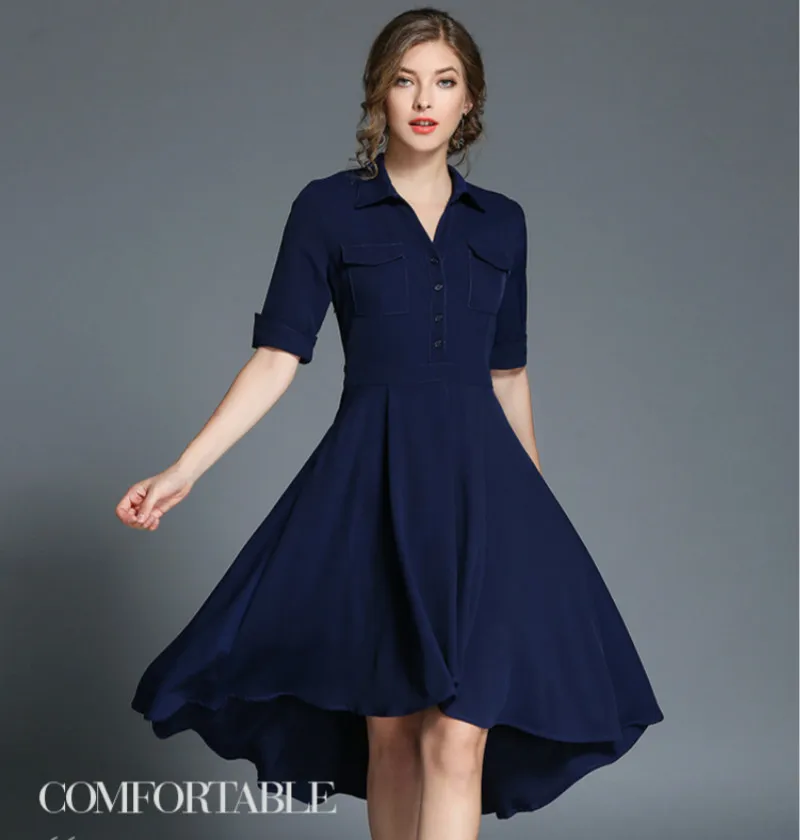 2018 Spring New Fashion Irregular Long Dress Women V-neck Half Sleeve Dovetail Work Career Dress Female Elegant Party Dress Blue
2018 Spring New Fashion Irregular Long Dress Women V-neck Half Sleeve Dovetail Work Career Dress Female Elegant Party Dress Blue