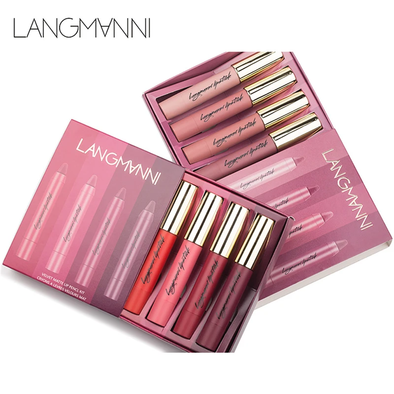 Langmanni 4PCS Lipsticks SetFour-Pack Lipstick Suit Matte Moisturizing Lipstick Colored Healthy LONG-LASTING WATERPROOF Lipstick
Langmanni 4PCS Lipsticks SetFour-Pack Lipstick Suit Matte Moisturizing Lipstick Colored Healthy LONG-LASTING WATERPROOF Lipstick