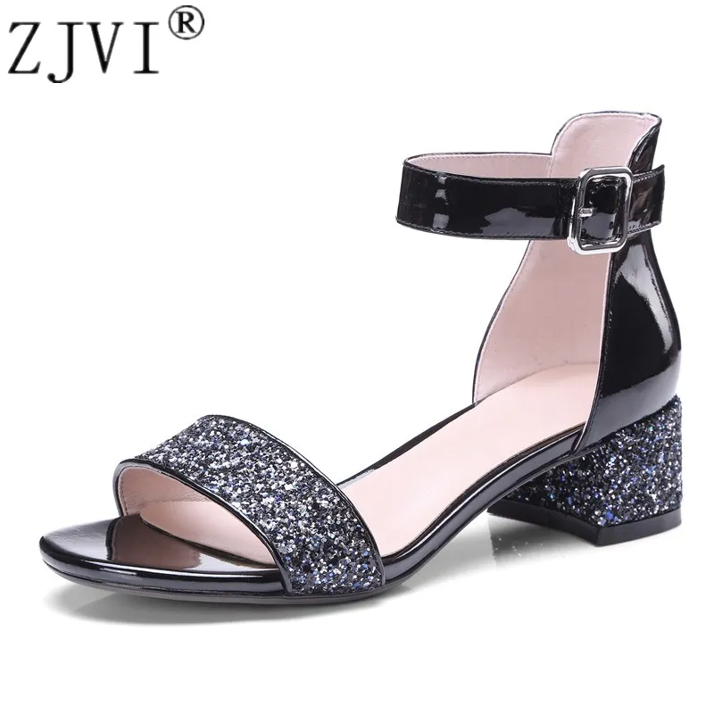 ZJVI women 2018 summer 4.5cm thick heel sandals womens patent genuine leather sandalias woman sexy bling sandal buckle shoes
ZJVI women 2018 summer 4.5cm thick heel sandals womens patent genuine leather sandalias woman sexy bling sandal buckle shoes