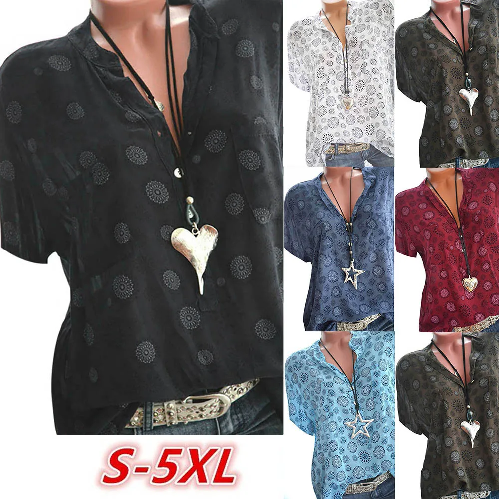 FREE OSTRICH Women Shirts Plus Size Polka Dot V-Neck Loose Button Short Sleeve Trend Elegant Noble Simple Summer Blouse Shirts
FREE OSTRICH Women Shirts Plus Size Polka Dot V-Neck Loose Button Short Sleeve Trend Elegant Noble Simple Summer Blouse Shirts