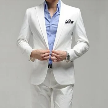 White Wedding Groom Tuxedos for l Men Prom Suits Two Piece Peaked Lapel Male Suit Set Jacket Pants
White Wedding Groom Tuxedos for l Men Prom Suits Two Piece Peaked Lapel Male Suit Set Jacket Pants