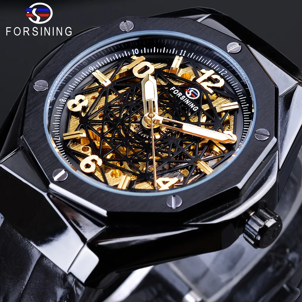 Forsining Black Golden Irregular Shape Genuine Leather Waterproof Openwork Automatic Watches for Men Top Brand Luxury Clock Male
Forsining Black Golden Irregular Shape Genuine Leather Waterproof Openwork Automatic Watches for Men Top Brand Luxury Clock Male