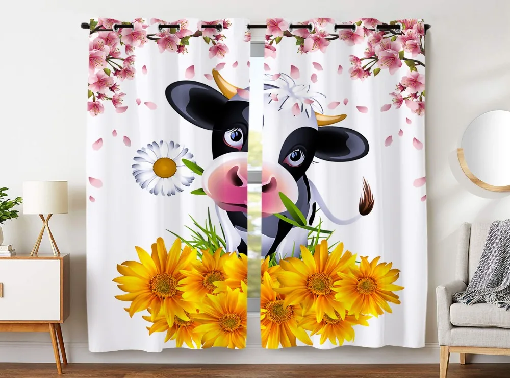 HommomH Curtains (2 Panel) Grommet Top Darkening Blackout Room Cute Cartoon Cow Pink Cherry Yellow Daisy 
HommomH Curtains (2 Panel) Grommet Top Darkening Blackout Room Cute Cartoon Cow Pink Cherry Yellow Daisy