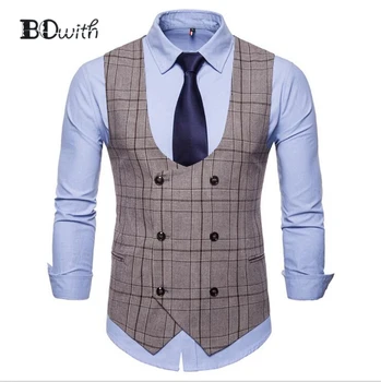 Brown Men Vest Men's Sleeveless Slim Fit Suit Vest Double Breasted Six Buttons Business Dating Wedding Dress Waistcoat
Brown Men Vest Men's Sleeveless Slim Fit Suit Vest Double Breasted Six Buttons Business Dating Wedding Dress Waistcoat