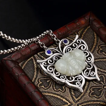 Real Pure 925 Sterling Silver Large Butterfly Pendant For Women With Natural Jade Gothic Spiritual Meditation Jewelry
Real Pure 925 Sterling Silver Large Butterfly Pendant For Women With Natural Jade Gothic Spiritual Meditation Jewelry