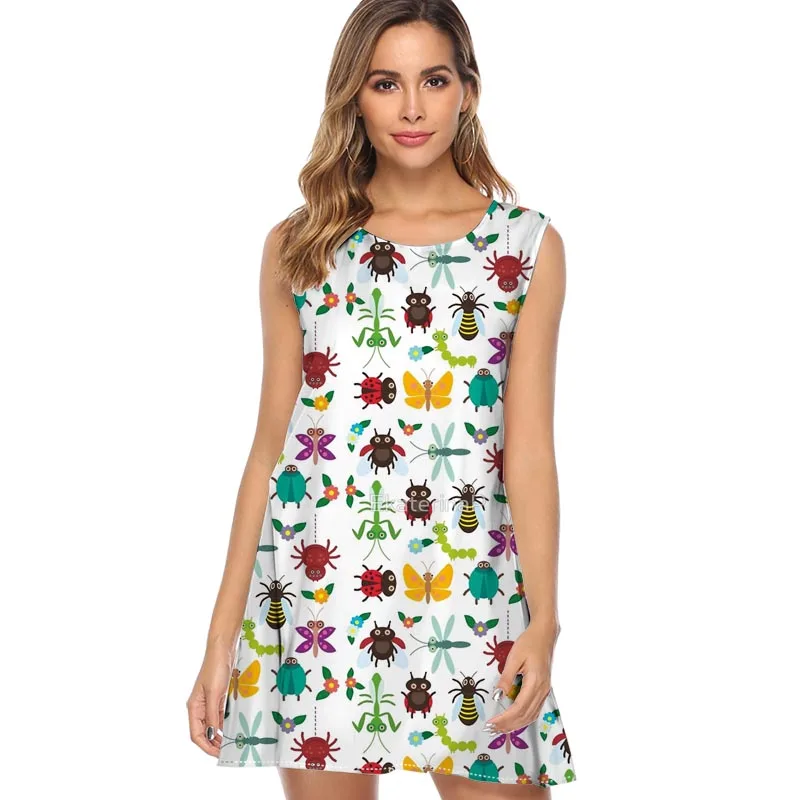 Vestidos Verano 2019 Dress Women New Style Insects Print Chiffon Summer Dress Sleeveless Short Retro Vintage Mini Dresses
Vestidos Verano 2019 Dress Women New Style Insects Print Chiffon Summer Dress Sleeveless Short Retro Vintage Mini Dresses