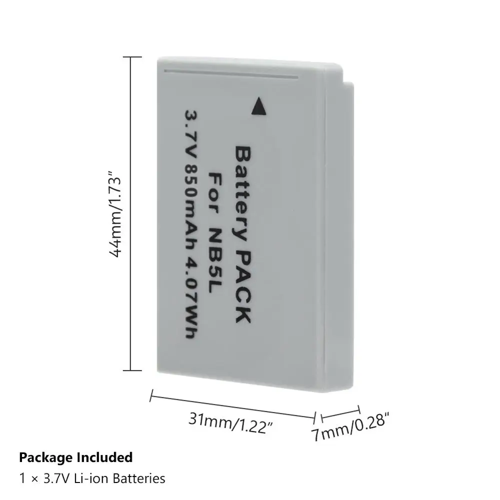 850mAh Camera Battery Pack NB-5L NB 5L NB5L Bateria For Canon SX200is SX220HS SX230HS CB-2LXE PowerShot S100 S110 SD950 SD970
850mAh Camera Battery Pack NB-5L NB 5L NB5L Bateria For Canon SX200is SX220HS SX230HS CB-2LXE PowerShot S100 S110 SD950 SD970