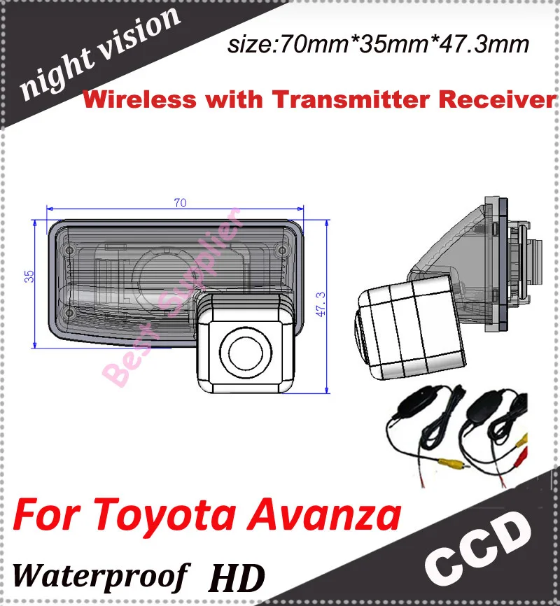CCD Car Rear view Camera for Toyota Avanza +2.4Ghz Wireless Signal Receiver/Transmitter
CCD Car Rear view Camera for Toyota Avanza +2.4Ghz Wireless Signal Receiver/Transmitter