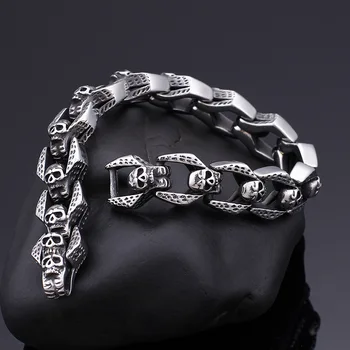 Personality Punk Wind Skull Bracelet Trendy Male Stainless Steel Bracelet Direct Retro Couple Titanium Steel Bracelet
Personality Punk Wind Skull Bracelet Trendy Male Stainless Steel Bracelet Direct Retro Couple Titanium Steel Bracelet