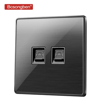 Bcsongben 2 Gang Weak electricity class wall Black stainless steel acrylic panel Two Telephone socket outlet kd1-2DH
Bcsongben 2 Gang Weak electricity class wall Black stainless steel acrylic panel Two Telephone socket outlet kd1-2DH