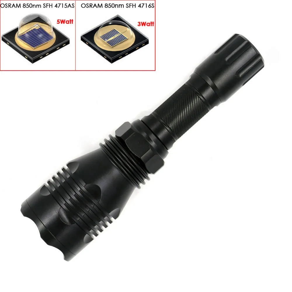 

HS-802 Osram 850nm SFH 4716S/ SFH 4715AS Night Vision IR Infrared Waterproof LED Flashlight for Camera Camcord Outdoor Hunting