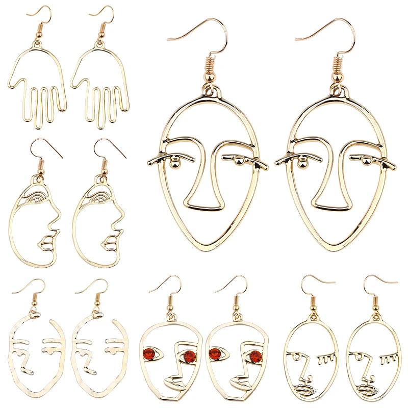 Fashion Simple Abstract Face Hand Earrings For Women Girls Metal Facial Contour Silhouette Drop Earrings Dangle Earings Brincos
Fashion Simple Abstract Face Hand Earrings For Women Girls Metal Facial Contour Silhouette Drop Earrings Dangle Earings Brincos