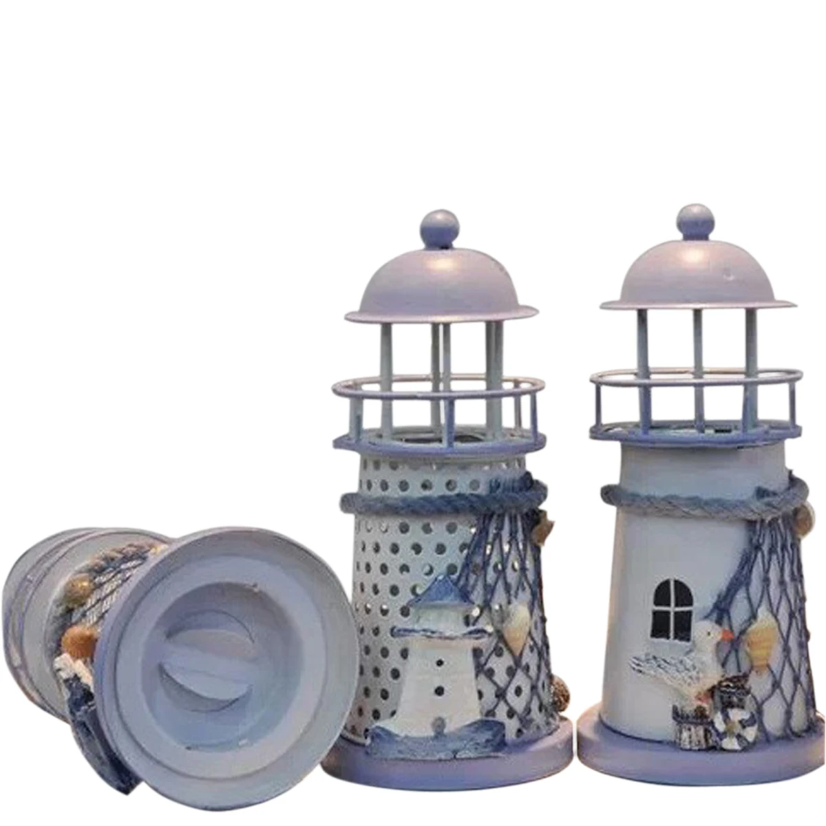 ZAKA Iron Lighthouse Shaped Candle Holder Mediterranean Style