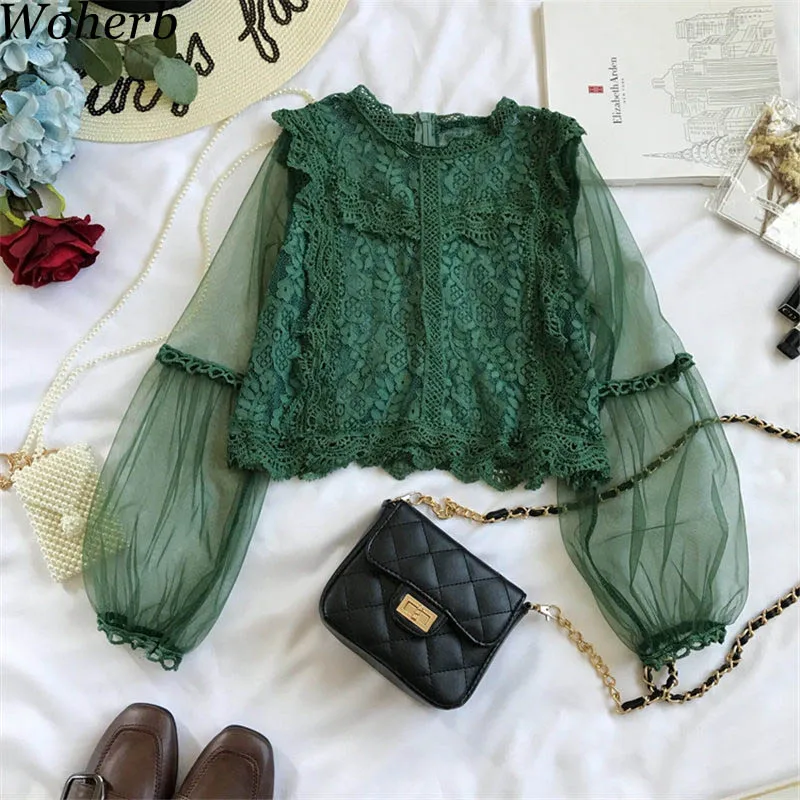 Woherb 2019 Summer New Shirt Women Elegant Hollow Out Lack Blouse Korean Causal Crop Top Gauze Blusas Femininas 20724
Woherb 2019 Summer New Shirt Women Elegant Hollow Out Lack Blouse Korean Causal Crop Top Gauze Blusas Femininas 20724