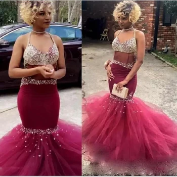 Sexy African Mermaid Prom Evening Gown Major Beading Crystals See Through Tulle Formal Dress for Wedding Party Vestido De Festa
Sexy African Mermaid Prom Evening Gown Major Beading Crystals See Through Tulle Formal Dress for Wedding Party Vestido De Festa