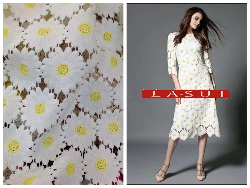 Lasui Fine workmanship Encrypted thickTwo - color fresh daisy flowers dress half skirt water soluble lace fabric women 's fabric
Lasui Fine workmanship Encrypted thickTwo - color fresh daisy flowers dress half skirt water soluble lace fabric women 's fabric