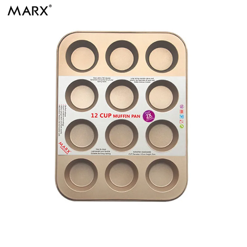 MARX 12 Holes Muffin Pan Carbon Steel FDA Cake Pans 12 Cups Pudding Bread Mold Nonstick Cake Baking Pan
MARX 12 Holes Muffin Pan Carbon Steel FDA Cake Pans 12 Cups Pudding Bread Mold Nonstick Cake Baking Pan