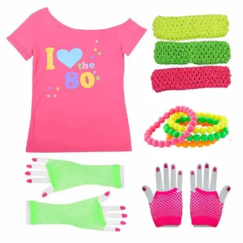 Women's I love 80s Costume Outfit 1980s Retro Disco T-shirt with Gloves Accessories Rock N Roll Party Fancy Dress Novelty Gift
Women's I love 80s Costume Outfit 1980s Retro Disco T-shirt with Gloves Accessories Rock N Roll Party Fancy Dress Novelty Gift