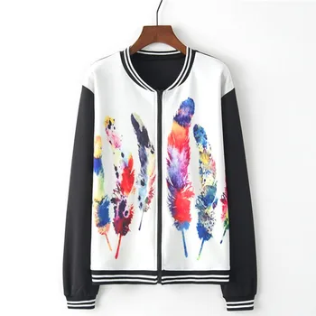 Women Long Sleeve Feather Print Zipper Pockets Casual Sport trench coat moda feminina casaco feminino corta vento feminina
Women Long Sleeve Feather Print Zipper Pockets Casual Sport trench coat moda feminina casaco feminino corta vento feminina