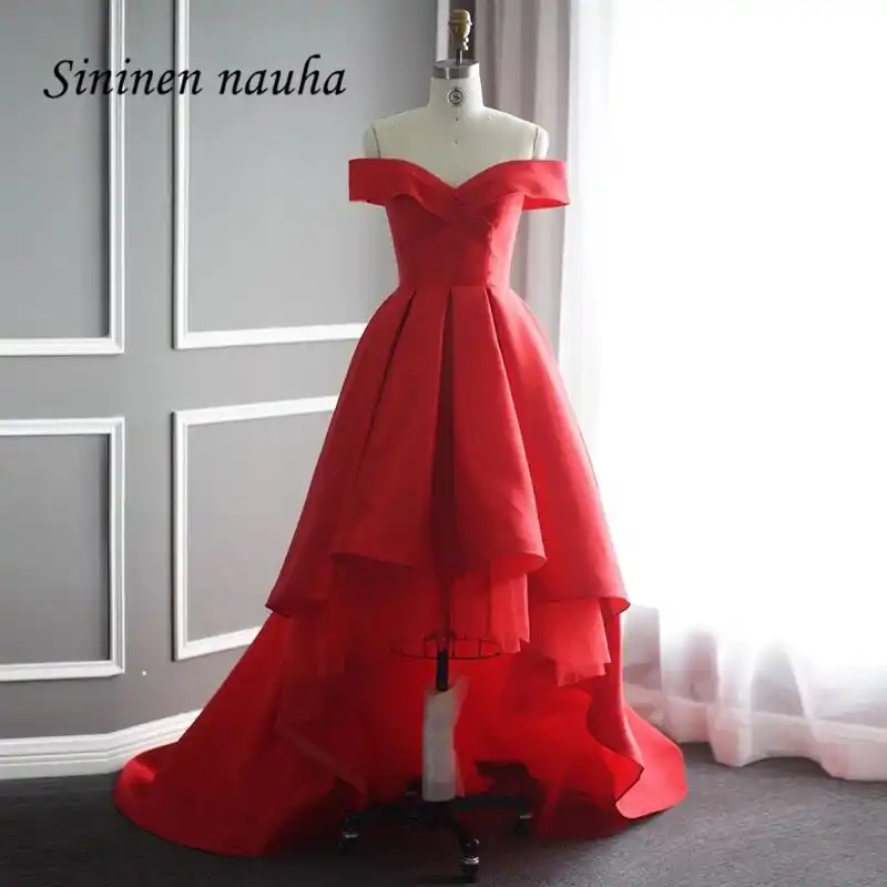 red prom dress high low