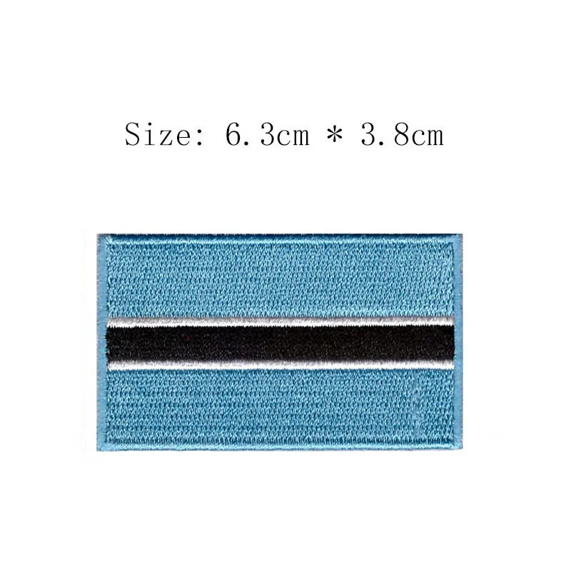 Botswana embroidery flag patch Gaborone city emblem for MC coat Wholesale iron on sew on left chest sleeve sweater or cap
Botswana embroidery flag patch Gaborone city emblem for MC coat Wholesale iron on sew on left chest sleeve sweater or cap