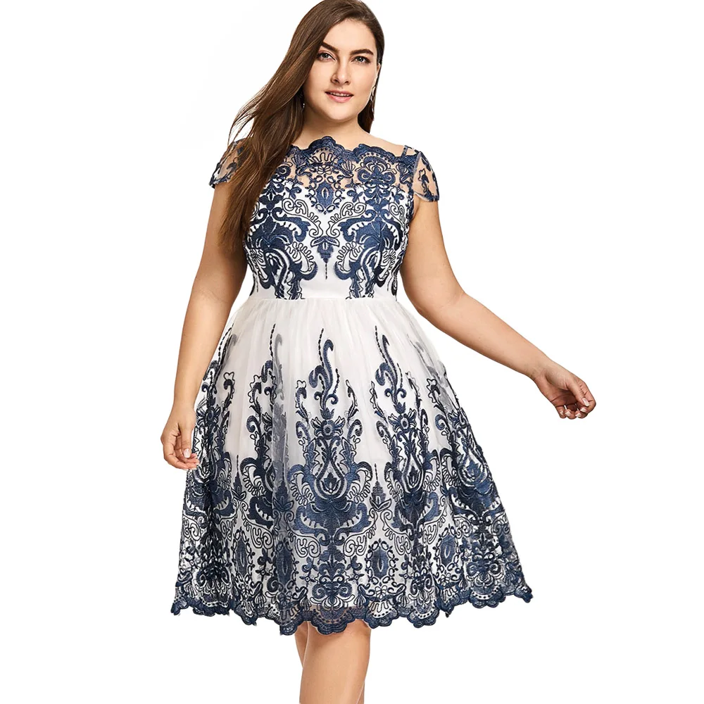 Wipalo Woman Plus Size Lace Scalloped Tulle Dress Boat Neck Short Sleeves Dresses Robe Female Clothes Vestido De Festa Vestidos
Wipalo Woman Plus Size Lace Scalloped Tulle Dress Boat Neck Short Sleeves Dresses Robe Female Clothes Vestido De Festa Vestidos
