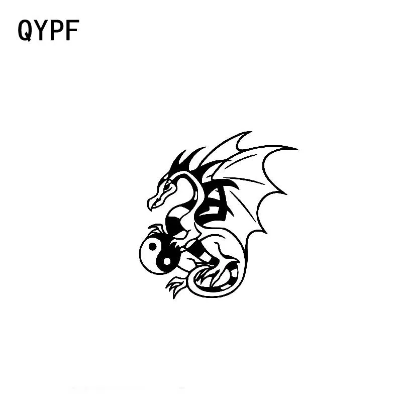 QYPF 17 1 см * 8 черная серебряная наклейка в Форме Дракона Инь и Ян Виниловая для